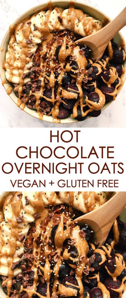 Hot Chocolate Overnight Oats | Gina Burgess Low Carb Vegan Breakfast, Dairy Free Overnight Oats, Overnight Oats Vegan, Chia Overnight, Dairy Free Hot Chocolate, Chocolate Overnight Oats, Vegan Overnight Oats, Oat Recipes Healthy, Nutrition Label