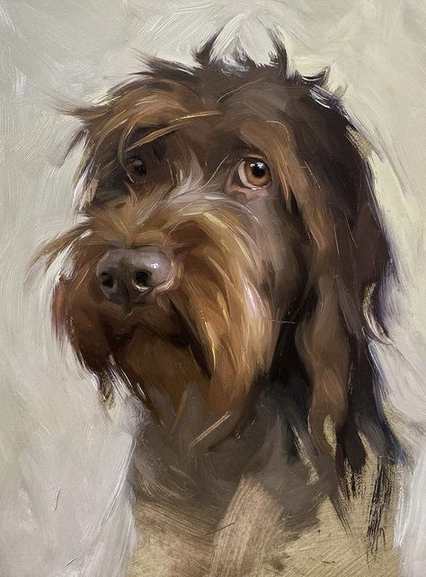 Oil Pet Portraits, Dog Oil Painting Pet Portraits, Pet Oil Paintings, Dog Paintings Acrylic Easy, Animal Art Work, Acrylic Dog Painting, Jennifer Gennari, Dog Watercolor Painting, Pet Portraiture