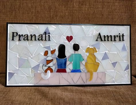 Mosaic Nameplate, Glass Mosaic, Hobbies And Crafts, Mosaic Art, Name Plate, Mosaic Glass, Fur Babies, Hobbies, Mosaic