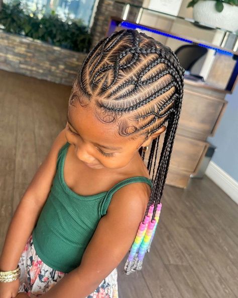 Baby Girl Braided Hairstyles Black, Back To School Hair Styles Black Kids, Cute Kid Hairstyles Braided, Cornrow Kids Hairstyles, Toddler Braided Hairstyles Girl Black, Black Kid Braid Styles, Braids For 6th Graders, Lil Kids Hairstyles Black, Feed In Braids Hairstyles For Kids