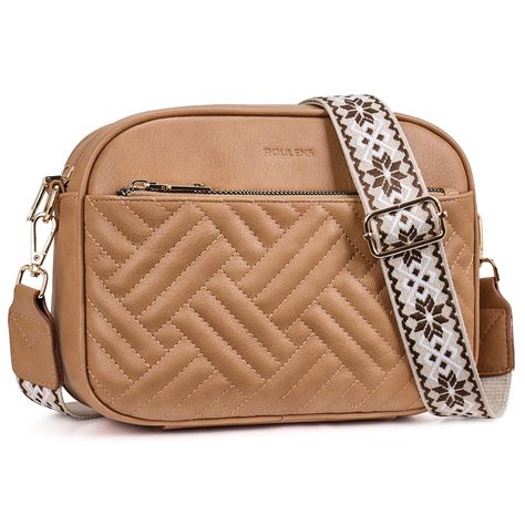 PRICES MAY VARY. Premium Vegan Leather - Roulens crossbody bags for women feature a quilted design and soft PU leather material. Easy to clean & No any weird smell.Simple design, with gold-tone hardware, and smooth zipper, ensuring you can enjoy an elegant crossbody bag for a long time. Lightweight & Wide Guitar Strap - Roulens quilted crossbody bags has 1 Main zip pocket (with 1 x interior zipper pocket). External with 1 back zip pocket, and 1 front zip pocket. 4 RFID card slots suitable for cr Trendy Purses, Bag Women Fashion, Small Crossbody Purse, Patterned Backpack, Quilted Handbags, Stylish Handbags, Crossbody Bags For Women, Quilted Crossbody Bag, Women Bags Fashion