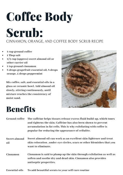 Body Scrub Homemade Recipes, Diy Body Scrub Recipes, Diy Sugar Scrub Recipe, Homemade Body Care, Homemade Body Butter, Body Scrub Recipe, Sugar Scrub Homemade, Bath Recipes, Coffee Body Scrub