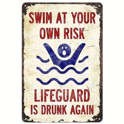 Lifeguard Party Ideas, Pool Signs Diy, Pool Crafts, Tropical Signs, Tub Room, Metal Pool, Outdoors Ideas, Pool Rules, Pools Backyard