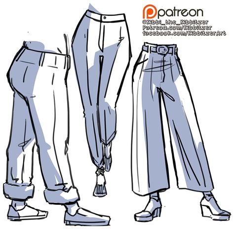 Pants Reference, References Drawing, Pants Drawing, Clothing Sketches, Výtvarné Reference, Clothing Design Sketches, Drawing Anime Clothes, 90's Fashion, Drawing Expressions