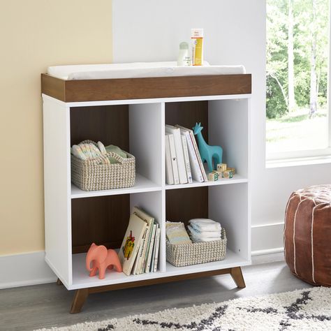 DaVinci Otto Convertible Changing Table and Cubby Bookcase & Reviews | Wayfair Painting Bookcase, Nursery Changing Table, Big Kids Room, Dresser Storage, Changing Station, White Bookcase, Kids Bookcase, Convertible Crib, Baby Safety