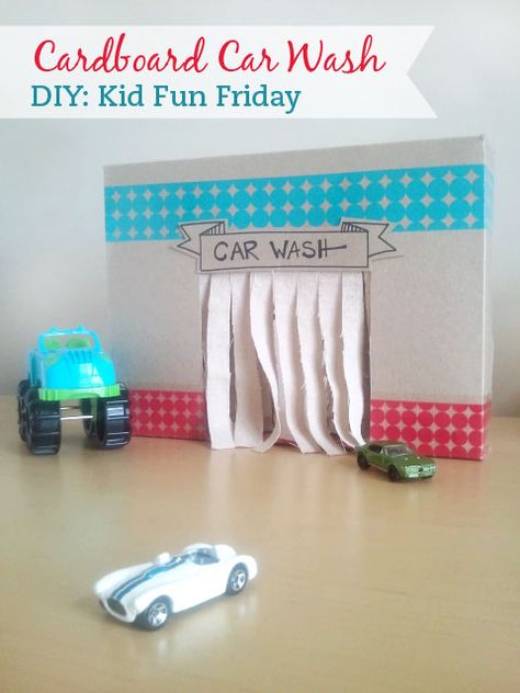 Kid Inspiration - All for the Boys - Car Wash! Toy Car Wash, Diy Car Wash, Cardboard Ideas, Cardboard Box Car, Carton Diy, Cardboard Car, Cardboard Box Crafts, Cardboard Toys, Fun Friday