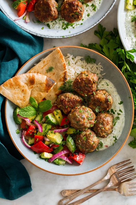 Greek Meatballs Recipe, Tender Meatballs, Greek Meatballs, Fresh Bread Crumbs, Ditalini Pasta, Roasted Cherry Tomatoes, Savoury Recipes, Greek Dishes, Cooking Classy