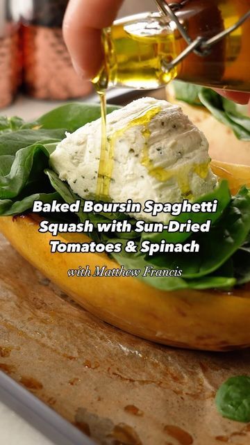 Spaghetti Squash With Boursin Cheese, Spaghetti Squash Boursin Cheese, Boursin Spaghetti Squash, Baked Spaghetti Squash, Boursin Cheese, Spaghetti Squash Recipes, Crushed Red Pepper, Healthy Recipies, Balsamic Glaze