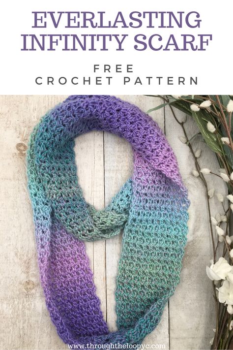 Crochet Free Infinity Scarf Pattern, Crocheted Infinity Scarf Patterns Free Easy, Chunky Crochet Scarf Patterns, Homespun Yarn Patterns Crochet Free, Infinity Scarf Crochet Free Pattern One Skein, Crochet Scarf Mandala Yarn, Crochet Infinity Scarf Pattern Free Easy, Crochet Cowl Pattern Free One Skein Infinity Scarfs, Free Crochet Pattern Infinity Scarf