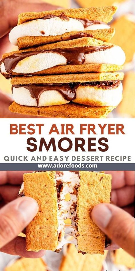 Easy step by step instructions on how to make the best gooey smores in your airfryer. Ready in just 5 minutes! #airfryerquickdessert #airfryersmores #indoorsmores Poptart Recipe, Air Fryer Recipes Snacks, Smore Recipes, Single Serve Desserts, Easy Air Fryer, Creative Desserts, Air Fryer Recipes Easy, Quick Desserts, Treat You