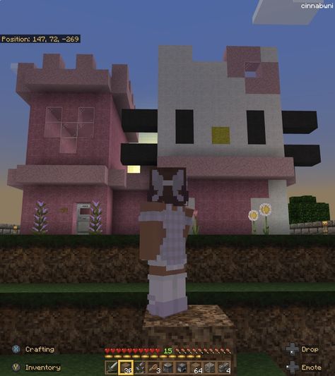 Sejal♡ my attempt at ur build !! Hello Kitty Minecraft, Minecraft Builds, Minecraft Creations, Digital Diary, Minecraft, Hello Kitty, Kitty, Building, Quick Saves