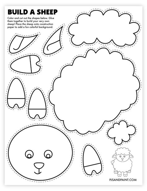 Farm Animals Activity For Preschoolers, Sheep Template Free Printable, Sheep Activities For Preschool, Sheep Crafts Preschool, Farm Crafts For Toddlers, Sheep Crafts For Kids, Free Printable Crafts For Kids, Printable Crafts For Kids, Sheep Craft