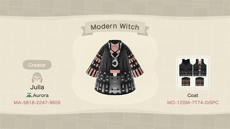 Acnh Witchy Clothes, Acnh Goth Outfit, Gothic Animal Crossing Codes, Animal Crossing Witch Design, Goth Animal Crossing Outfit, Acnh Witchy, Acnh Clothes, Ac New Leaf, Animal Crossing Funny