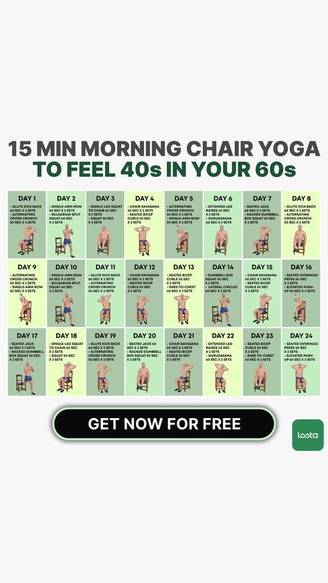 28 Day Chair Workout, Free 28 Day Chair Workout Challenge, 28 Day Chair Yoga Challenge, 28 Day Chair Yoga Free, 28 Day Chair Workout Challenge, 28 Day Chair Yoga, Yoga Plan, Exercise Chart, Chair Workout