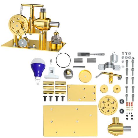 ENJOMOR DIY Hot Air Stirling Engine Model Building Kits Golden – Stirlingkit Model Jet Engine, Steam Engine Kit, Model Steam Engine, Turbofan Engine, Alcohol Lamp, Steam Engine Model, Metal Model Kits, Stirling Engine, Base Building