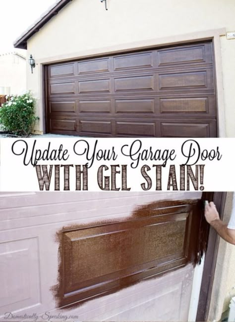 Diy Curb Appeal, Garage Door Makeover, Cheap Patio, Budget Patio, Exterior Makeover, Casa Exterior, Gel Stain, Landscape Designs, Dashboard Design