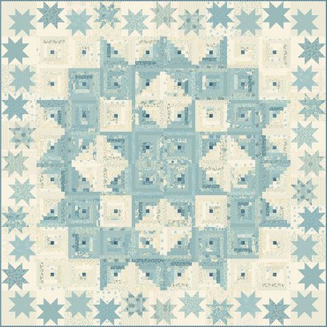 Log Cabin Star Quilt, Tree Borders, Quilt Borders, Quilt Big, Log Cabin Designs, Log Cabin Quilt Pattern, Stars Quilt, Two Color Quilts, Simple Borders