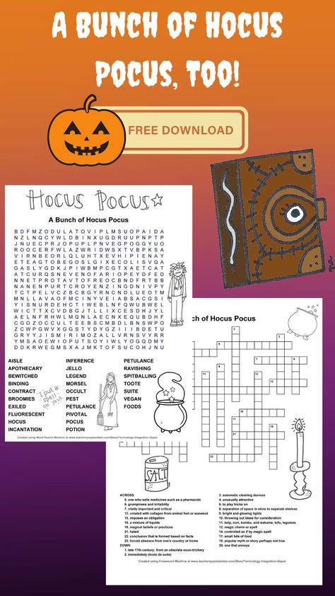 Games At Home, Party Stations, Text To Text, Interactive Student Notebooks, Text To Text Connections, Halloween Word Search, Hocus Pocus 2, Free Printable Bookmarks, Halloween Worksheets