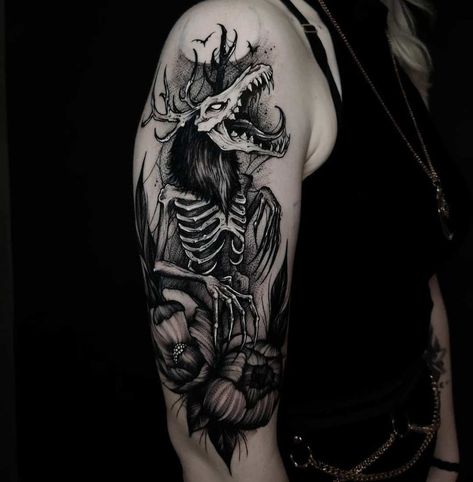 Wendigo Tattoo, Chris Tattoo, Werewolf Tattoo, Pagan Tattoo, Wicked Tattoos, Scary Tattoos, Fantasy Tattoos, Creepy Tattoos, Spooky Tattoos