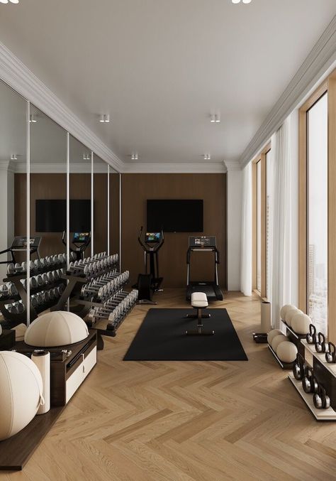 Luxury Home Gym, Dream Home Gym, Luxury Gym, Dream Gym, House Gym, Wellness Room, Basement Gym, Gym Room At Home, Gym Office