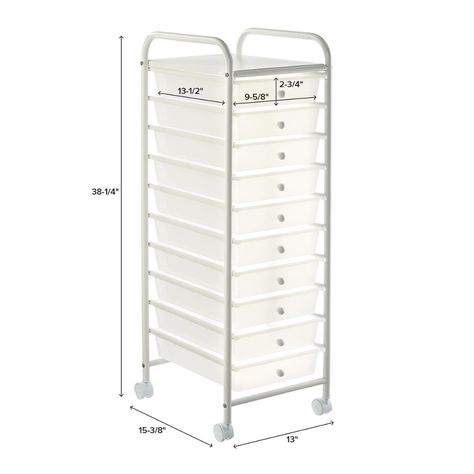 Translucent 10-Drawer Rolling Cart | The Container Store Bookshelves Ideas, Bed Drawers, Plastic Storage Drawers, Drawer Lights, Book Bins, Under Bed Drawers, Reach In Closet, Rolling Cart, Online Closet