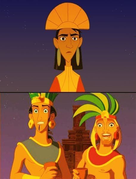 Disney Cartoon Crossovers, Miguel And Tulio Fanart, Emperor Kuzco Fanart, Tulio X Miguel Fanart, Kuzco Fanart, Cursed Disney, Miguel And Tulio, Humor Disney, Emperor's New Groove