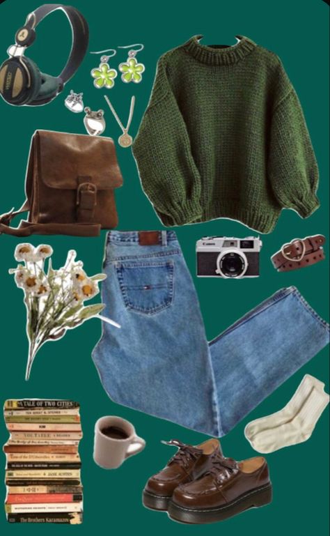 Modern Cottage Core Outfit, Aesthetic Outfit Grunge, Cottage Core Aesthetic Outfit, Modern Cottage Core, Cottage Core Outfit, Estilo Ivy League, Outfit Grunge, Cottagecore Outfits, Earthy Outfits