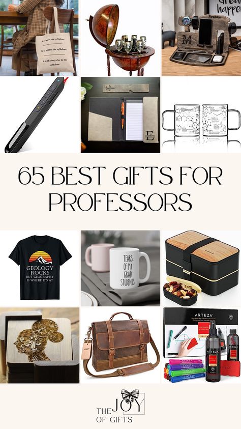 Are you looking for the perfect professor gift? Find it in this collection of the best gifts for professors from The Joy of Gifts! You'll see funny professor gifts, practical gifts for professors, and gorgeous personalized gifts for professors. Enjoy! Gifts For Academics, Professor Appreciation Gifts College, Professor Gift Ideas, Gift Ideas For Male Teachers, Gifts For Male Teachers, Graduation Gifts For Teachers, Gifts For A Teacher, Professor Gifts, Gift For Professor