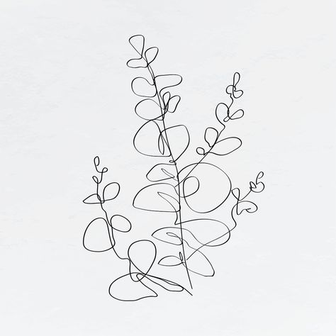 Eucalyptus leaf line art minimal black illustration | free image by rawpixel.com / Nunny Eucalyptus Black And White, Leaf Line Art, White Eucalyptus, Line Drawing Tattoos, Line Art Minimal, Line Art Flowers, Black Illustration, Flower Tattoo Shoulder, Eucalyptus Leaf