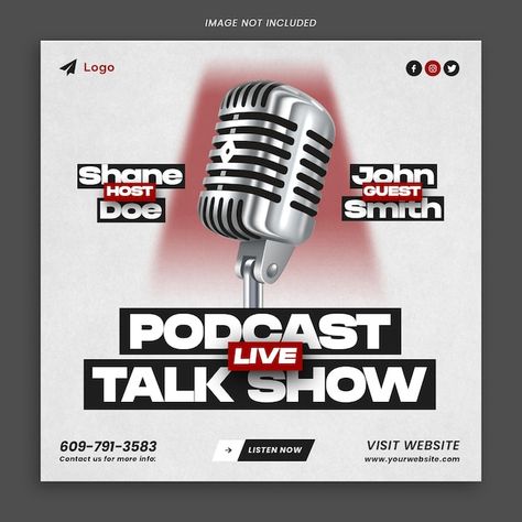 Podcast talk show post design template | Premium Psd #Freepik #psd #commercial #marketing #live #debate Podcast Banner Design, Podcast Poster Design, Poster Podcast, Podcast Poster, Podcast Design, Visit Website, Post Design, Psd Templates, Design Inspo