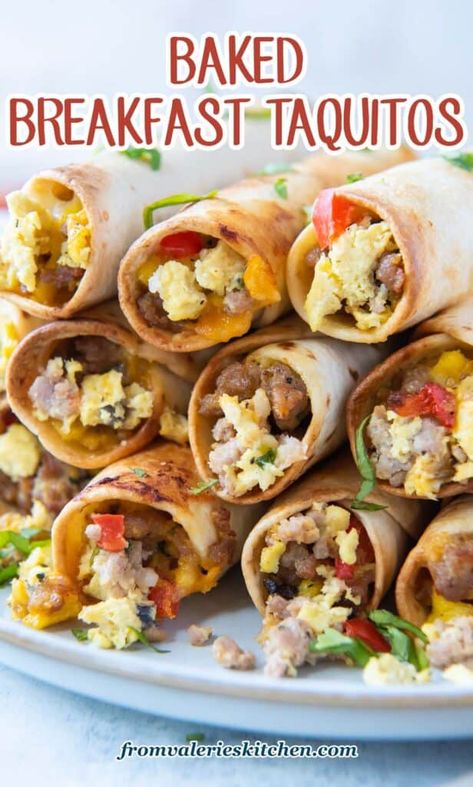 Breakfast Taquitos, Work Treats, 2024 Meals, Breakfast Burritos Frozen, Christmas Brunch Recipes, Baked Breakfast, Taquitos Recipe, Canning Salsa, Breakfast Recipies