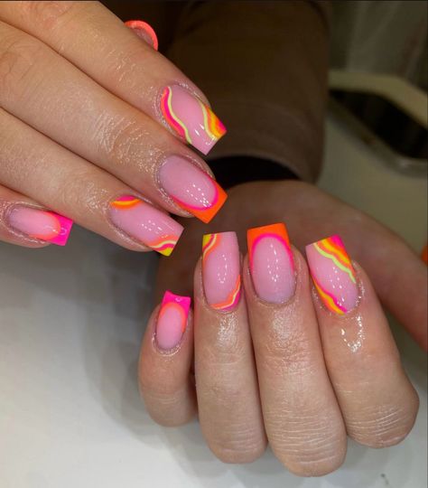 Elegant Acrylic Nails, Hoilday Nails, Cute Nails Short, With Acrylic Nails, Bright Acrylic Nails, Bright Nail Designs, Holiday Acrylic Nails, Neon Acrylic Nails, Spring Acrylic Nails