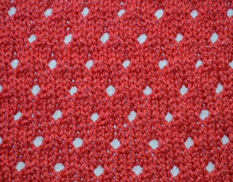 Textured Knits: STAGGERED EYELET STITCH 10 Stitch Blanket, Eyelet Stitch, Lace Knitting Stitches, Knitting Stitches Tutorial, Crochet Knit Stitches, Knitting Paterns, Vintage Knitting Patterns, Knitting Videos, Easy Knitting Patterns