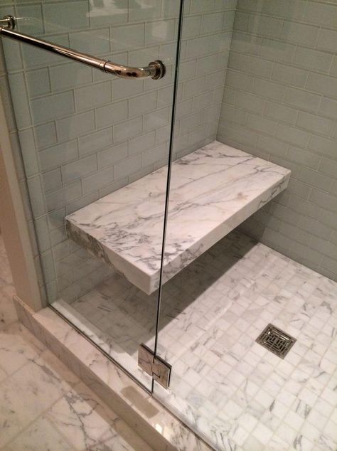 floating seat at end of master shower Floating Shower Bench, Shower Bench Ideas, Bathtub Bench, Granite Shower, Shower Benches, Mezzanine Bedroom, Stone Shower, Master Shower, Shower Seat