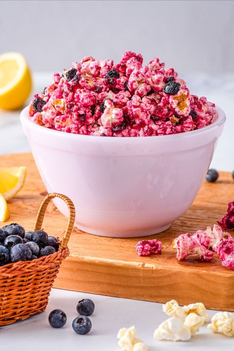 Lemon Popcorn, Candied Lemon Zest, Popcorn Balls Recipe, Gluten Free Popcorn, Cooked Quinoa, Sweet Popcorn, Blueberry Powder, Vegan Recipes Plant Based, Blueberry Syrup