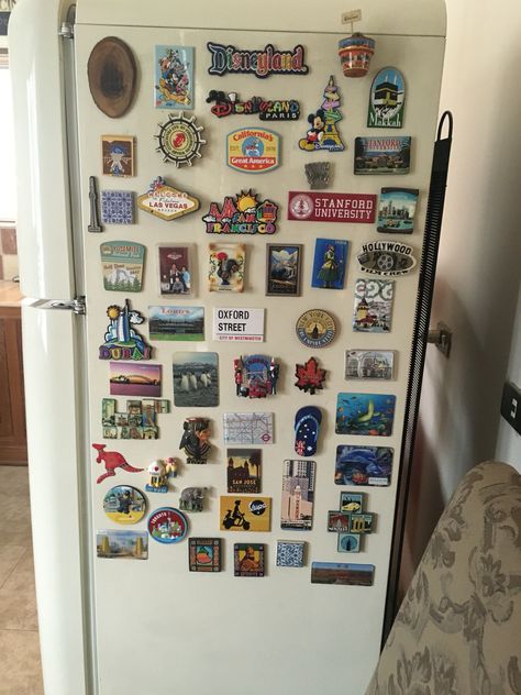 Our fridge! Covered with magnets from every country or city we've visited:) Fridge Covered In Magnets, King Tut, House Inspo, Fridge Magnets, Pinterest Likes, Photo Wall, Magnets, Frame, Wall