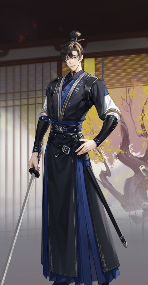 Chinese Outfits Men, Japanese Kimono Male, Traditional Man, Male Hanfu, Commission Ideas, Traditional Asian Clothing, Persona Anime, Ancient Dress, Web Novel