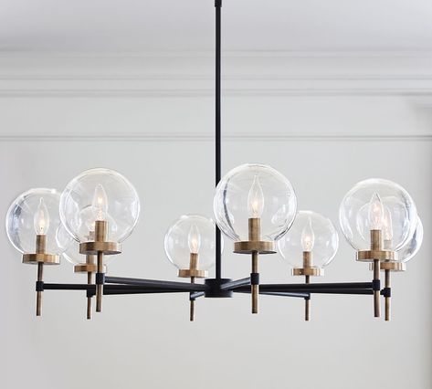 Camryn Glass Globe Round Chandelier | Pottery Barn Glass Globe Chandelier, Hanging Ceiling Lamps, Round Chandelier, Globe Chandelier, Ceiling Hanging, Dining Room Chandelier, Linear Chandelier, Brass Chandelier, Free Interior Design