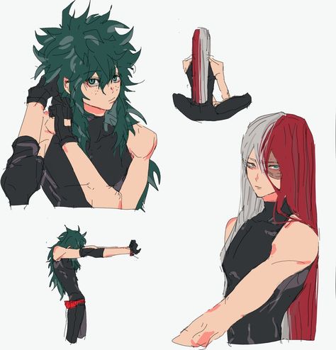 Todoroki Fanart Long Hair, Dabi X Fem Deku, Deku Long Hair, Deku With Long Hair, Female Dabi, Fantasy Ideas, Blonde Hair Girl, Boys Long Hairstyles, Superhero Characters