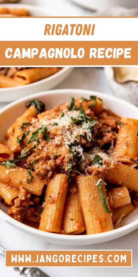 If you are a fan of pasta and no meal is complete without pasta, then this mouth-watering Rigatoni Campagnolo recipe is just for you. Rigatoni Recipes, Canning Whole Tomatoes, Rigatoni Pasta, Food Advice, Italian Spices, Tasty Pasta, Sausage Pasta, How To Cook Sausage, Rigatoni