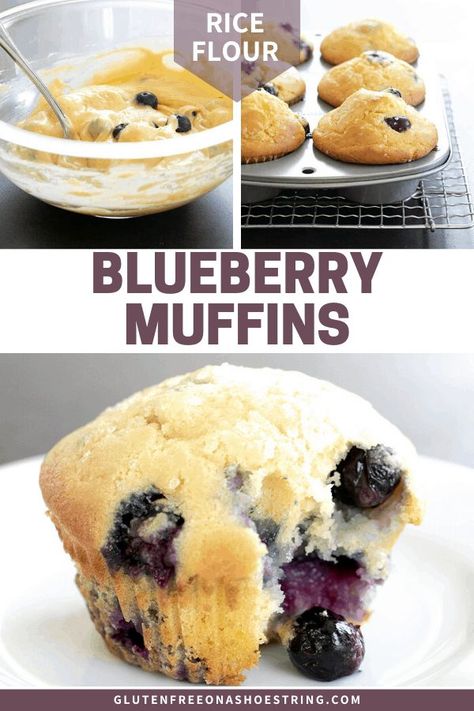 Rice Flour Muffins, Rice Flour Recipes, Gluten Free Blueberry Muffins, Tin Recipes, Lemon Blueberry Muffins, Lemon Drizzle, Homemade Muffins, Gluten Free Cake, Blueberry Recipes