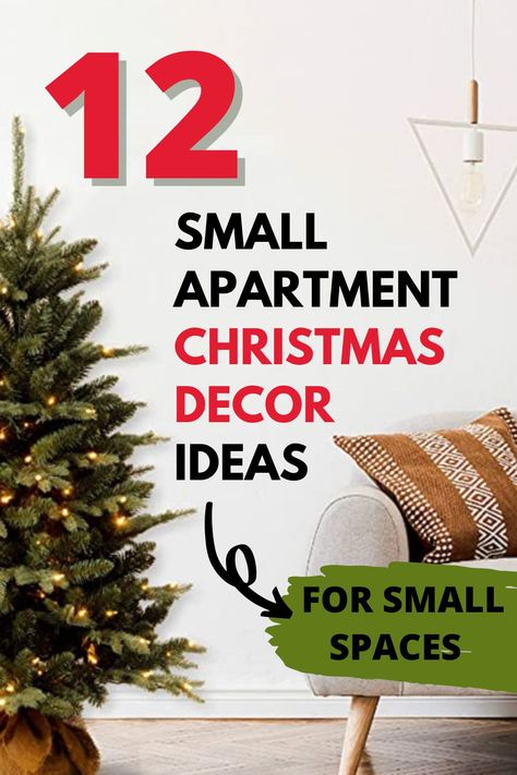 Apartment Christmas Decor | Decorating a small space for Christmas? These creative Christmas decorations and ideas are perfect for apartments and those on a budget. Discover ideas that will make your apartment living room GLOW with holly jolly happiness — and even in small spaces!! Small Apartment Christmas Decor, Small Apartment Christmas, Apartment Christmas Decor Ideas, Christmas Decor Ideas For Apartments, Apartment Christmas Decor, Simple Apartment, Decor Ideas For Apartments, Simple Apartments, Diy Christmas Decor Ideas