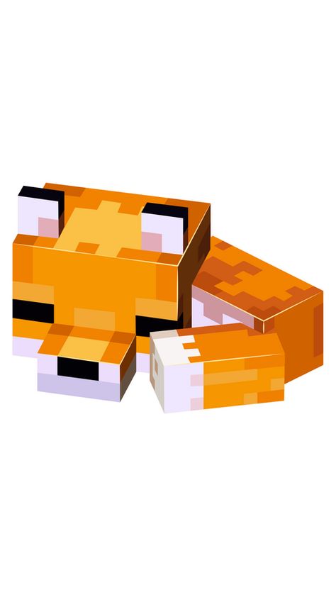 A cute little fox with a bushy tail and beautiful orange fur decided to rest and sleep. The Minecraft sticker with Sleeping Baby Fox!. Minecraft Fox Sleeping, Fox Minecraft, Simple Sandbox, Blockbench Models, Minecraft Box, Alex Minecraft, Minecraft Painting, Fox Stickers, Minecraft Stickers