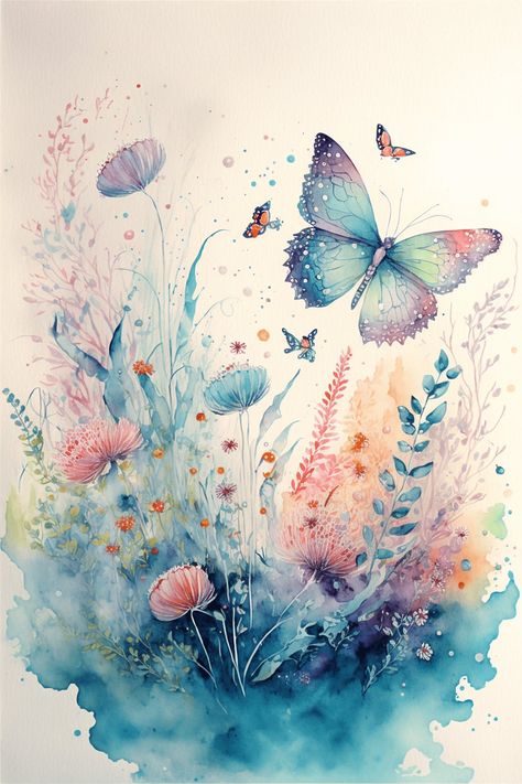 Frühling Wallpaper, Art Butterflies, Prints For Nursery, Art Papillon, Decor Butterfly, Watercolor Butterfly, Spring Wallpaper, Butterfly Watercolor, Hippie Art