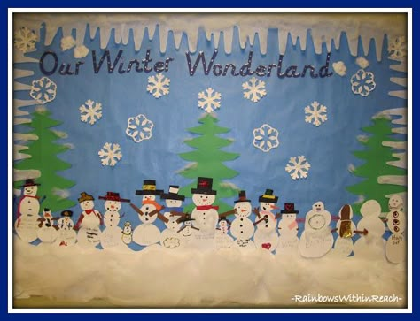 Winter Bulletin Board Ideas | photo of: "Our Winter Wonderland" Bulletin Board via Winter RoundUP at ... Snowman Bulletin Board, Christmas Bulletin Boards, Summer Bulletin Boards, Winter Bulletin, Snowflakes Art, Winter Bulletin Boards, Christmas Bulletin Board, Preschool Bulletin, Christmas Bulletin