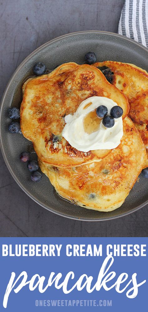 Start your day with the most incredible Blueberry Cream Cheese Pancakes! These pancakes are super fluffy and soft and made with buttermilk, fresh blueberries, and cream cheese! Blueberry Cream Cheese Pancakes, Blueberry Cheesecake Pancakes, Brunch Decorations Ideas, Pancakes With Cream Cheese, Blueberries And Cream, Brunch Decorations, Brunch Pancakes, Freeze Pancakes, Cream Cheese Pancakes