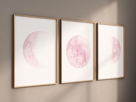 Pink Celestial Nursery, Pink Space Nursery, Moon Nursery Girl, Girl Space Nursery, Constellation Nursery, Moon Stars Nursery, Star Themed Nursery, Moon Room