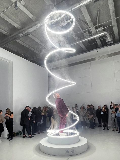 karolina halatek's spiral sculpture immerses spectators in light + fog Light Sculpture Installation, Art Connection, Interactive Installation, Space Images, Interactive Art, Light Sculpture, Photo Op, Light Installation, Stage Design