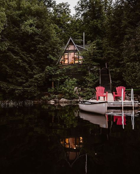 T R O T T C O L L E C T I V E on Instagram: “July looks good on you, TC. 📷 x @chrisandnicole__ #aframe #aframecabin #aframehouse #aframetoremember #cabin #cottage #lakehouse #muskoka…” Muskoka Cottage, Cozy Cabins, Cabin Cottage, Cottage Aesthetic, Getaway Cabins, Good Dog, A Frame Cabin, A Frame House, Forest House