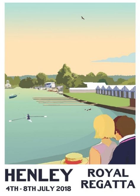 Henley Regatta Poster 2018 Sailing Poster, Henley Regatta, Henley Royal Regatta, Blue Collage, Sailing Regatta, Boat Club, Henley On Thames, Sporty Aesthetic, Passport Stamps